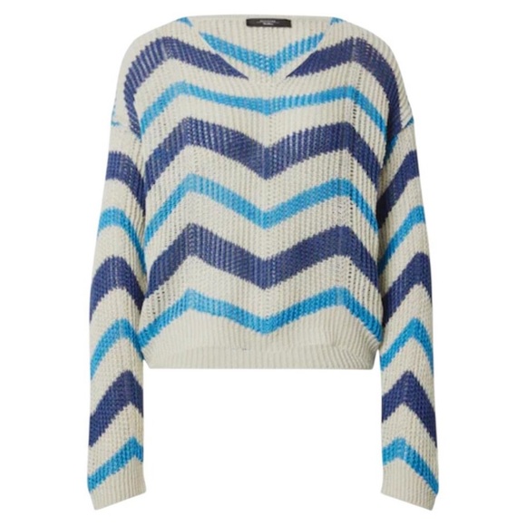 Weekend Max Mara Sweaters - WEEKEND Max Mara 100% Linen Venusia Scoop Neck Crop Sweater Chevron Women's sz M